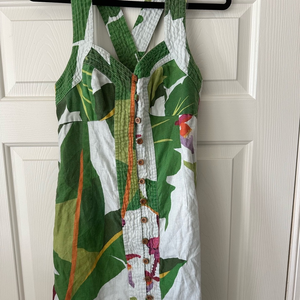 FARM Rio Green Tropical Print Dress